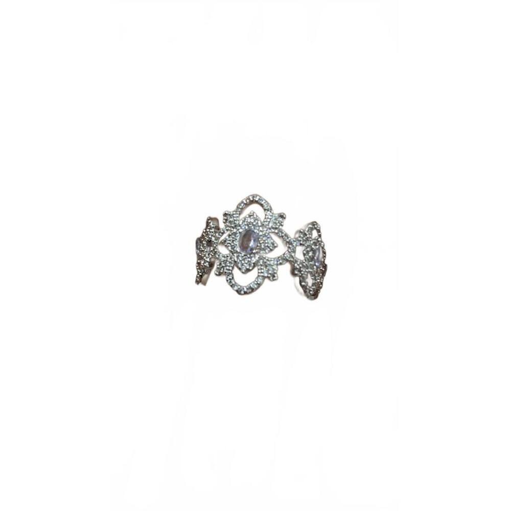 Elegant Vintage Silver Filigree Ring with Sparkling Details Size 7 - Picture 7 of 9